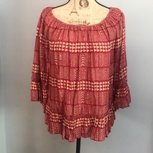 🆕 Lucky Brand Geo Print Ruffle Top